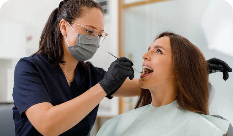 Woman receiving dental care